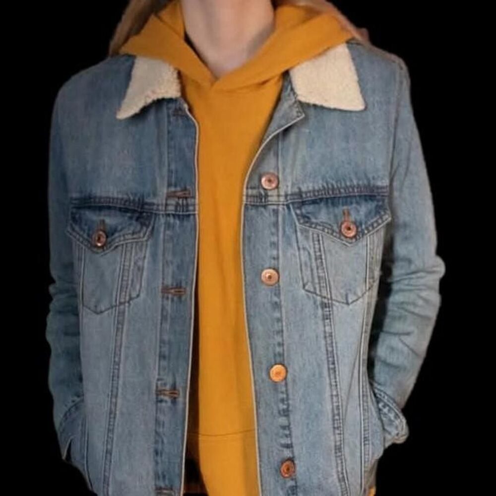 Women's Denim Jacket with fleece sherpa collar